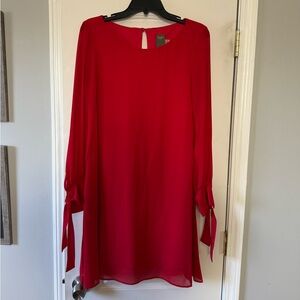 Tahari Vibrant Red Long Sleeve Dress